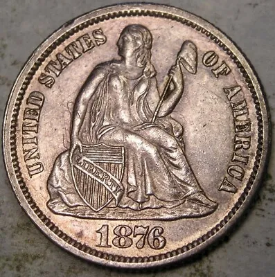 1876 Cc Liberty Seated Silver Dime Gorgeous Very Rare Double Die Reverse Vp-004 • $2300.28