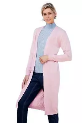 Capture - Womens Jumper - Long Winter Cardigan Cardi Pink Sweater Ribbed Detail • $15.93