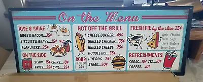 On The Menu Embossed Metal Sign - Retro Diner Menu Sign • $29.95