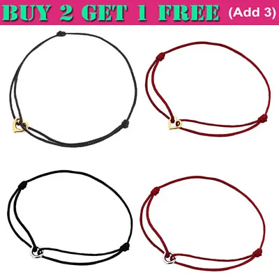 Stainless Steel Circle Love Pendant Leather Cord Adjustable Ladies Anklet AZ • £2.94