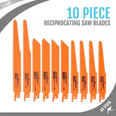 $19.98 • Buy 10pc Reciprocating Saw Blade Set Wood Metal Timber Demolition Cutting Heavy Duty