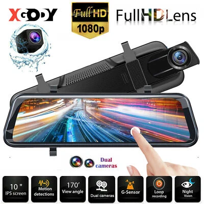$74.99 • Buy XGODY 10  Car Dash Camera Video Reversing Recorder Front 1080P & Rear 1080P Cam