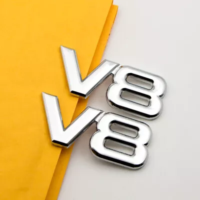 2x Chrome Silver Metal V8 Emblem Car Engine Logo V-8 Turbo Racing Badge Sticker • $9.99