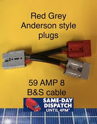 Red Anderson Style Plug 50 Amp Connector Double Y Adaptor 8 B&S Twin Auto Cable • $27.11