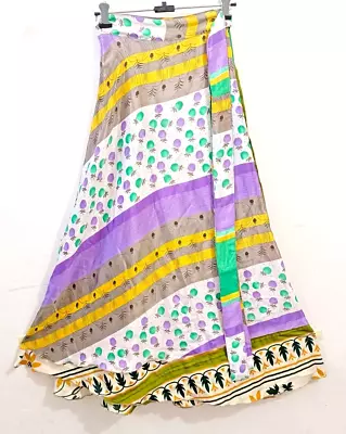 Vintage Silk Sari Magic Wrap Around Skirts Beach Wear Reversible Wrap Skirts • $52.35