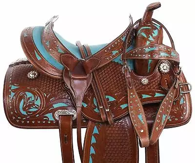 Leather Western Horse Tack Saddle With Set Size- 10 -18.5 . • $418.49
