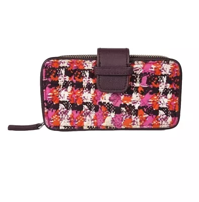 Vera Bradley Zip Around Wallet  Plum Orange Grape Houndstooth RFID • $16