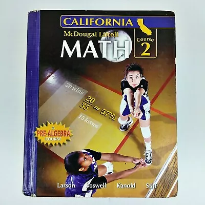 California Math Course 2 Pre Algebra McDougal Littell Middle School Text Book • $10.98