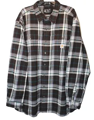 Carhartt Men’s Plaid Long Sleeve Heavyweight Flannel Shirt 3XL Tall Loose Fit • $17.50