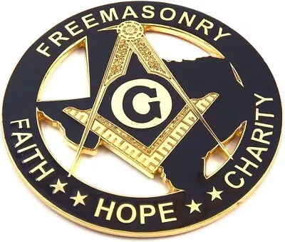 Freemasonry Texas Faith Hope Charity Mason 3  Auto Emblem Metal Car Decal MAS35 • $7.99