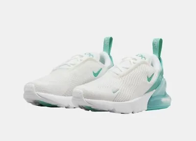 Nike Air Max 270 PS White Emerald Blue Runners Shoes Kids Size US 1Y New ✅ • $150