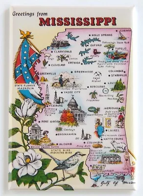 Greetings From Mississippi (Map) FRIDGE MAGNET Travel Souvenir  • $7.49