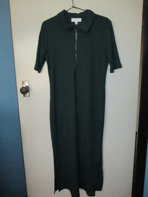 $9.75 • Buy Lovely Witchery Sz M Deep  Green Ribbed Knit Collared Dress