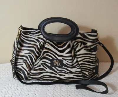 Marco Buggiani Animal Print Leather Zebra  Satchel Bag Italy Shoulder Strap • $29.95