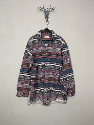 Vintage Navajo Inca Tribal Native Western Rainbow Shirt Cowboy Size Mens Medium • £13.99