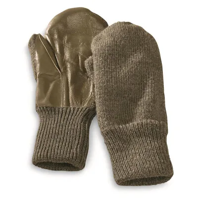 Swiss Wool Leather Palm Mittens Size M  Grade 1 Military Surplus Free Shipping • $21