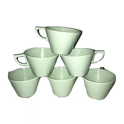6 VTG Mint Green Arrowhead Melamine Melmac 8oz Coffee Cup Mug 50s USA • $25.46