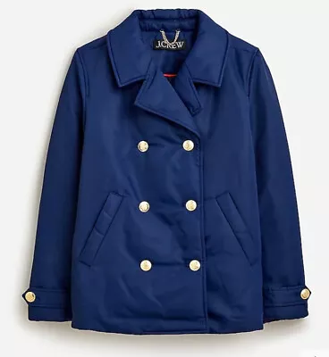 Navy J Crew Peacoat Puffer Jacket In Lightweight Shiny Nylon Medium NWT • $64.99