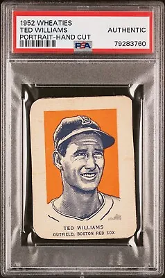 $38 • Buy 1952 Wheaties (Hand Cut) Ted Williams (Portrait) PSA Authentic Boston Red Sox