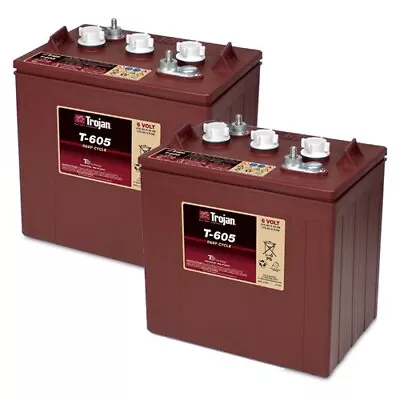 Trojan T-605 6V 210Ah Flooded Lead Acid GC2 Deep Cycle Battery X2 • $889