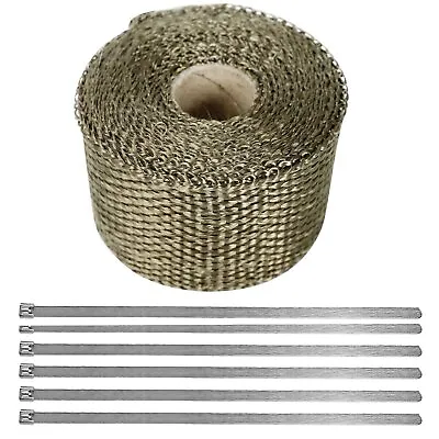 Exhaust Manifolds Titanium Heat Wrap Tape Thermal Lava Wrap 2'' X 5M & 6 Ties • $12.09