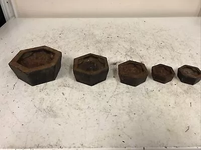 5 Vintage Metric Cast Iron Hexagonal Weights 2 Kg-200g  Avery Balanced Scale • £29.99