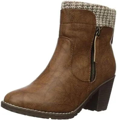 MUK LUKS WOMEN'S GAIL KNIT CUFF HEEL ANKLE FASHION BOOTS Sz 7 10 BROWN 1000010 • $24.99