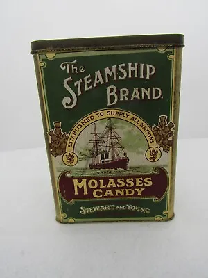 $9.99 • Buy Vintage The Steamship Brand Molasses Candy Tin Box By Stewart & Young Glasgow