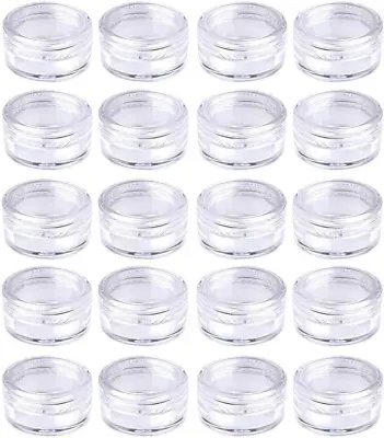 20 Pieces Small Clear Round Travel Sample Jar Pots For Women Creams Make-up - • £7.32