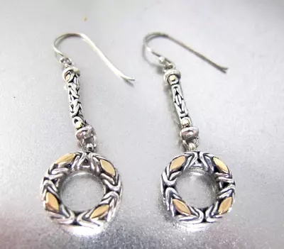 Sterling Silver 18K Gold Byzantine Dangle Drop Earrings • $184.99