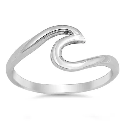 Wave Design Trendy Midi .925 Sterling Silver Ring Band Sizes 2-13 NEW • $13.95