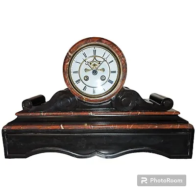 ✨ Antique Mid 1800's Machenaud Mantel Clock Porcelain Face & Key Paris France • $600