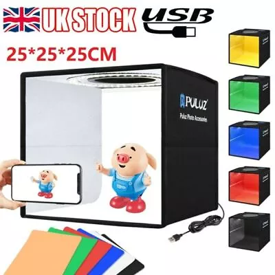 PULUZ 25CM Photo Box Studio Lighting Box Cube Photography 12 Colors Backdrops • £13.88