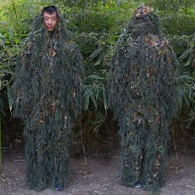 3D Ghillie Suit Bionic Grass Camouflage Suit Hunting Woodland Tactical Sniper  • £41.88