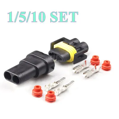 2 Pin/Way Automotive H8 H9 H11 Lamp Holder Male Female Connector Plug Socket Kit • £3.12