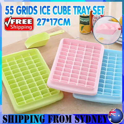 55 Grids Ice Cube Tray Mould With Lid And Storage Box Scoop Set Maker Ice Cube • $12.05