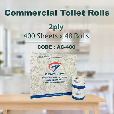 Toilet Paper TISSUE 2 Ply 48 Rolls X 400 Sheets PREMIUM SOFT INDIVIDUAL WRAPPED • $56.50