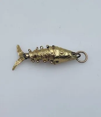 Vintage 14k Yellow Gold Articulated Fish Charm • $300