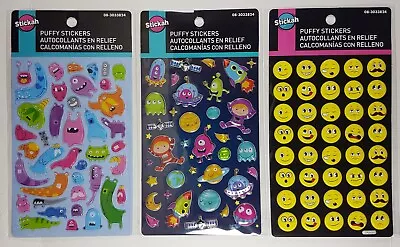 3x 3D Puffy Stickers Art Crafts Silly Monsters Space Creatures Emoji Funny Faces • $5.62