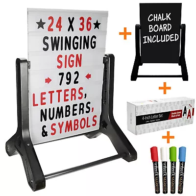 Swinging Changable Message Sidewalk Sign: 24x36 With 792 Double Sided Letters • $199.95