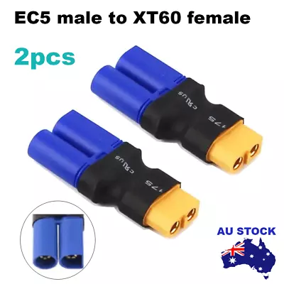 2pcs Connectors No Wire EC5 Male To XT60 Female Adapter Lipo Battery RC Parts • $9.80