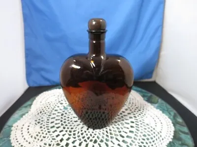 Vintage Paul Masson Amber Brown Heart Bottle With Stopper Amber Liquor • $18