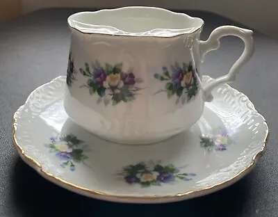 Old Royal Crown Ml Porcelain Mustach Cup & Saucer 33/256 Flowers Details • $22