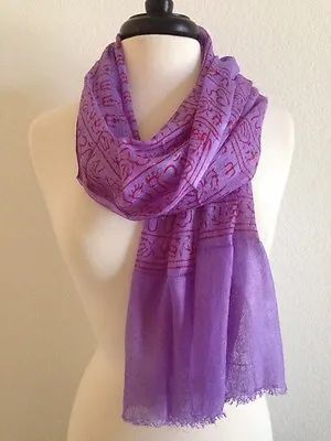 Hippie Om Ganesh Yoga Meditation Scarves Prayer Purple Cotton Light Scarf Nepal  • $11.90