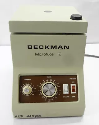 Beckman Microfuge 12 W/ Fixed Horizontal Angle Rotor - Tested! • $219.99