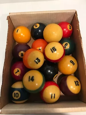 Vintage Billiard Balls 2 1/4” Phenolic Resin Pool Ball Set Used No Box • $21