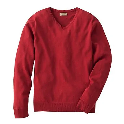 New SONOMA Men's Solid Fine Gauge V-Neck Sweater Red Size L XL MSRP $45 • $18