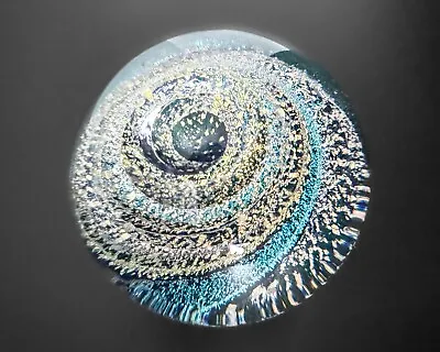 Mazet 1.6  Teal Blue Vortex Handblown Contemporary Art Glass Marble • $220