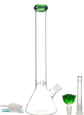 $39.99 • Buy 16  Glass Hookah Heavy Bong 6mm Thick Green Bowl 14mm