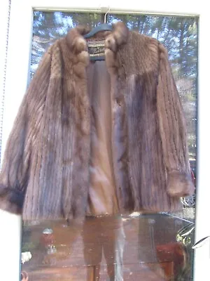 Mink Genuine Fur Coat Stroller Jacket Vintage Talidis Winter Checked Patterned • $174.99